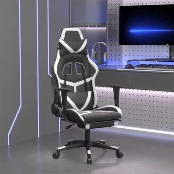 vidaXL Gamestoel met voetensteun kunstleer zwart en wit, Verzenden, Nieuw, Wit