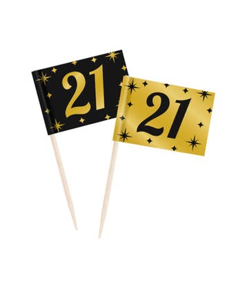 Prikkers 21 Jaar Goud/Zwart, Verzenden, Nieuw, Feestartikel