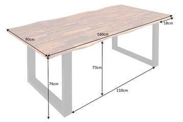 Massief houten eettafel GENESIS 160cm naturel antraciet, Ophalen of Verzenden, Nieuw