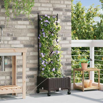 vidaXL Tuin Pot met Irrigatie en Wielen Bruin 40 x 40 x 132, Verzenden, Nieuw, Minder dan 60 cm, 60 cm of meer
