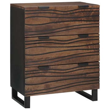 vidaXL Dressoir Bruin 60 x 33.5 x 75 cm Massief mangohout, Verzenden, Nieuw, Overige houtsoorten, Minder dan 50 cm