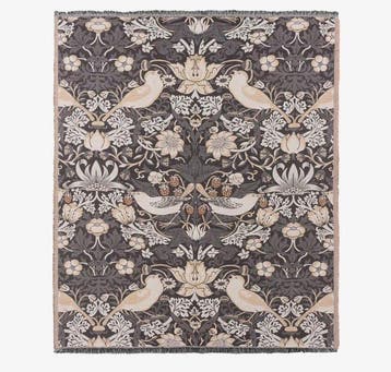 Plaid Jacquard “Strawberry Thief Biscotto” – met franje -