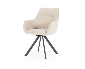 Eetkamerstoel Bliss met armleuning - taupe | BY-BOO, Huis en Inrichting, Stoelen, Ophalen of Verzenden, Nieuw