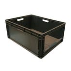 Magazijnbak, 800x600x340 mm, euronorm, zwart kunststof,, Ophalen of Verzenden