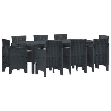 vidaXL Tuin eettafelset 9 st Antracietkleurig Polypropyleen, Verzenden, Nieuw, Meer dan 8 zitplaatsen