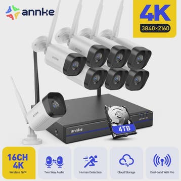 Annke 8MP Draadloos CCTV Systeem: 16-Kanaals NVR, 4K PoE WiF, Verzenden, Nieuw