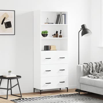 vidaXL buffetkast 69,5x34x180 cm bewerkt hout wit, Huis en Inrichting, Kasten | Buffetkasten, Verzenden, Nieuw, 50 tot 100 cm