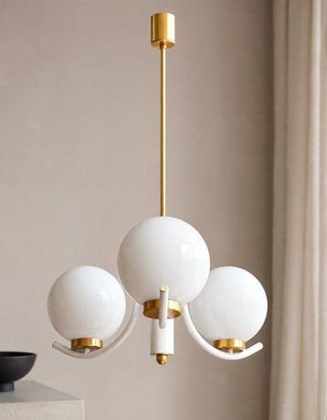 space age Sputnik glass lamp with brass brims - Szarvasi -