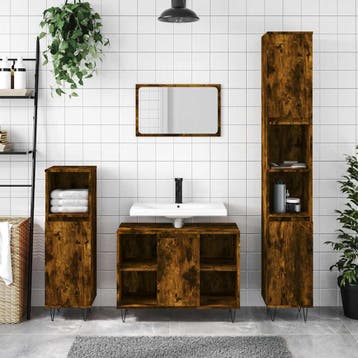 vidaXL Badkamerkast 30x30x100 cm bewerkt hout gerookt, Huis en Inrichting, Badkamer | Badkamermeubels, Verzenden, Nieuw, (Half)hoge kast