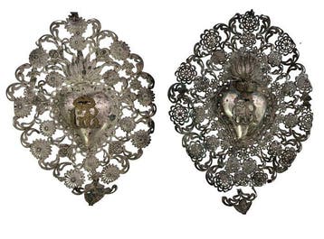 Antiek Votiefgeschenk (2) - Metaal, Verzilverd - 1850-1900 -