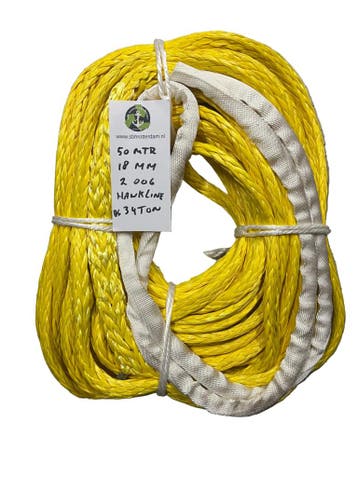Hawk-Line Touw HMPE 25MTR 18MM 34 Ton  2 Oog touw aanmeer..., Verzenden, Nieuw
