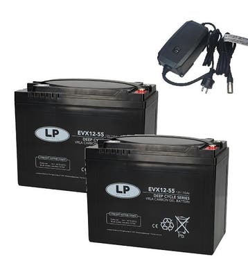 Landport (LP) 2x EVX12-55 accus 12 volt 55 ah + IMPULS II, Ophalen of Verzenden, Nieuw