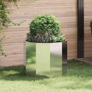 vidaXL Plantenbak Zilver 60 x 60 x 50 cm Roestvrij staal, Tuin en Terras, Verzenden, Nieuw, Metaal, 60 tot 100 cm