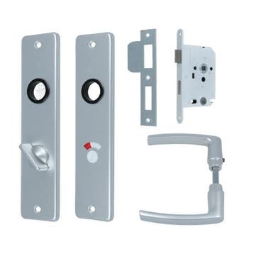 DX Set binnendeurbeslag deurklink op schild WC63/8, Verzenden, Nieuw