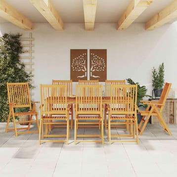 vidaXL 9-delige Tuinset 180x90x75 cm massief acaciahout, Verzenden, Nieuw, Hardhout, Tuinset