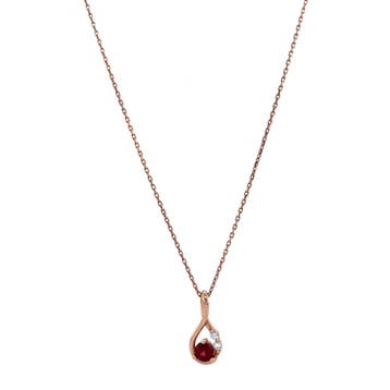 Roségouden vintage collier met granaat en diamant hanger 18, Ophalen of Verzenden, Nieuw