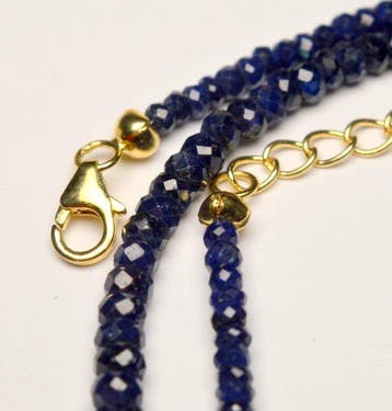 Saffier - 925 zilver - Halsketting - Donkerblauw
