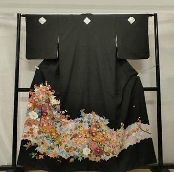 Door kunstenaar gesigneerde Kurotomesode-kimono - pure