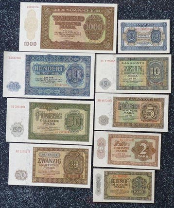 Duitsland, Democratische Republiek (DDR). - 0,50, 1, 2, 5,, Postzegels en Munten