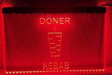 Doner kebab snackbar neon bord lamp LED verlichting reclame, Verzamelen, Verzenden, Nieuw