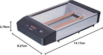 Platte Broodrooster - Toaster - 24x19 cm - 600W - Grijs - Me, Verzenden, Zo goed als nieuw