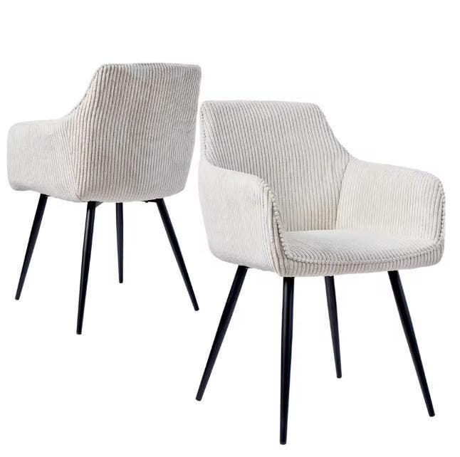 Set van 2 Moderne Eetkamerstoelen –Corduroy en Metalen Poten, Huis en Inrichting, Stoelen, Nieuw, Verzenden