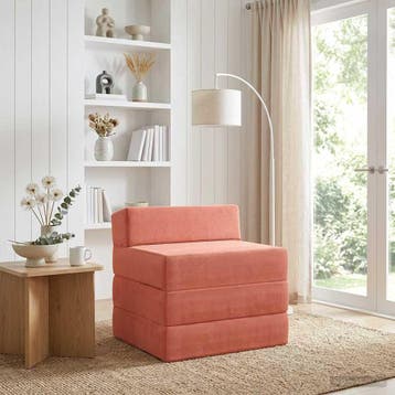 vidaXL Vouwbare Bankbed Rood-oranje 200 x 70 x 15 cm Katoen, Verzenden, Nieuw, Stof, Minder dan 150 cm
