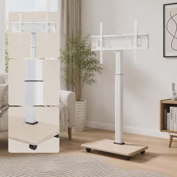 Verrijdbare TV Standaard met Draaibare Mount, In Hoogte Vers, Verzenden, Nieuw