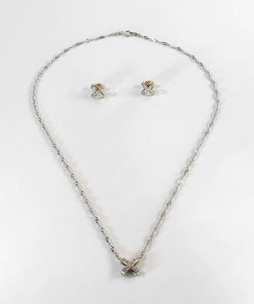 Ketting met hanger - 18 karaat Geel goud, Witgoud - 0.30ct.