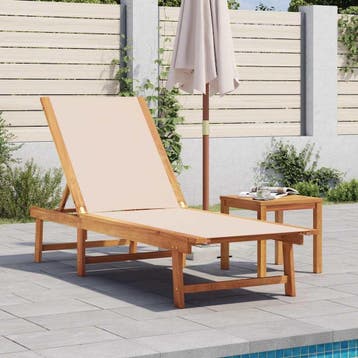 Luxe ligbed massief hout | Laatste Stuk! | Retourdeal, Tuin en Terras, Ophalen of Verzenden, Zo goed als nieuw, Hout, Verstelbaar