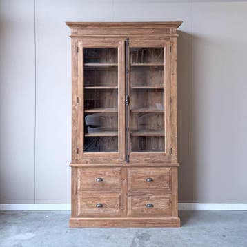Smalle dingklik teak kast met spanjolet beslag, Ophalen of Verzenden, Nieuw