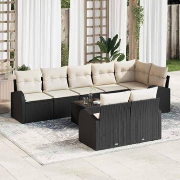 vidaXL Tuin Sofa Set 9 st 8-Aantal zitplaatsen Zwart en, Verzenden, Nieuw, Rotan, Meer dan 8 zitplaatsen