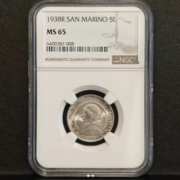 San Marino. 5 Lire 1938 (Zonder minimumprijs), Postzegels en Munten