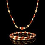 Oud-Romeins Ketting en armband met Romeinse glas kralen