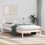 vidaXL Bedframe met hoofdeinde Wit 75 x 190 cm Massief, Huis en Inrichting, Verzenden, Nieuw, Wit, Hout