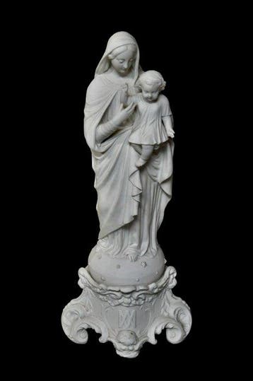Beeld, Maagd Maria met kind - 52 cm - Biscuit porselein
