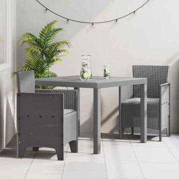vidaXL Tuin Eetset 3 st Lichtgrijs Polypropyleen, Verzenden, Nieuw, 3 zitplaatsen