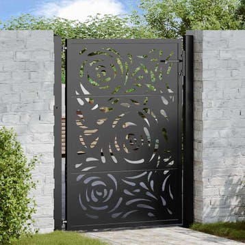 vidaXL Poort met vlamontwerp 100x125 cm staal zwart, Verzenden, Nieuw