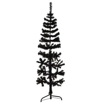 vidaXL Kunstkerstboom half met standaard smal 120 cm zwart, Verzenden, Nieuw