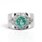 Ring - 14 karaat Witgoud - 2.18ct. tw. Smaragd - Diamant -, Nieuw