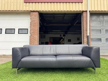 Bankstel  Rolf Benz Linea zwart leren design bank, Design, Driepersoons, Rechte bank, Leer