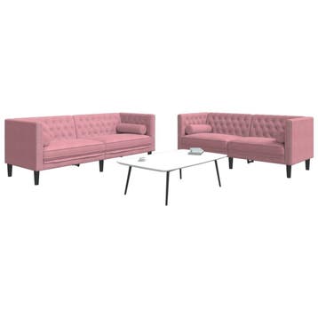 vidaXL 2-delige Loungeset Chesterfield met bolsters fluweel, Verzenden, Nieuw, Vierpersoons of meer, Stof