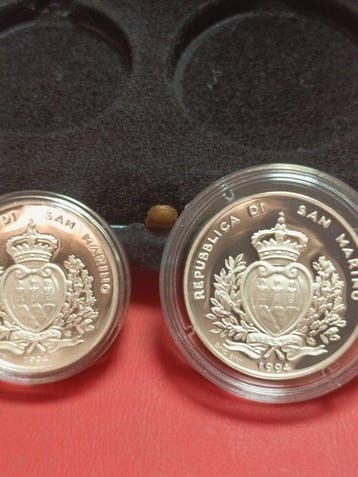 San Marino. 500, 1000 Lire 1994 Lotto 2 monete argento, Postzegels en Munten, Munten | Europa | Niet-Euromunten