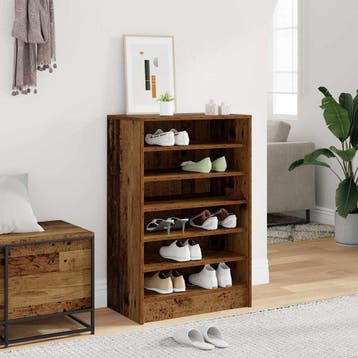 vidaXL Schoenenkast 60x35x92 cm bewerkt hout oud houtkleurig, Verzenden, Nieuw