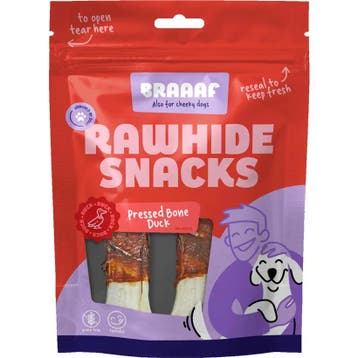 3x Braaaf Geperst Bot Hondensnack Eend 12,5 cm 130 gr, Verzenden, Hond