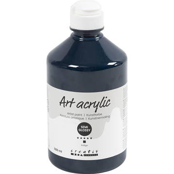 Acryl Verf, semi-glanzend, dekkend, indigo, 500 ml/ 1 fles, Nieuw