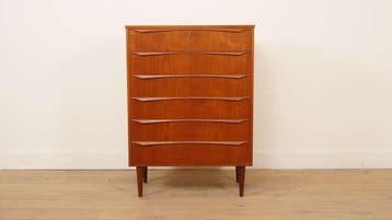 Vintage Deense ladekast | Teak | 6 lades | 106 cm, Ophalen of Verzenden, Nieuw