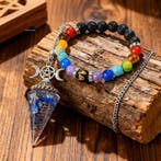chakra armband met pendel lapis lazuli – set, Overige materialen, Nieuw, Met bedels of kralen, Verzenden