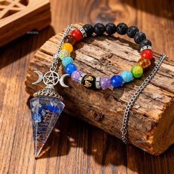 chakra armband met pendel lapis lazuli – set, Overige materialen, Nieuw, Met bedels of kralen, Verzenden