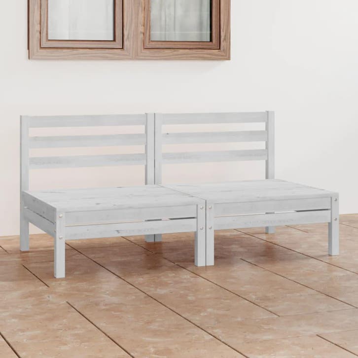vidaXL Tuinbank 2-zits massief grenenhout wit, Tuin en Terras, Tuinsets en Loungesets, Nieuw, Verzenden